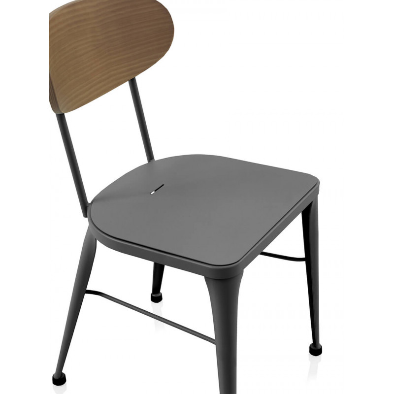 CHAISE AUSTIN INDUSTRIELLE EN BOIS ET MÉTAL