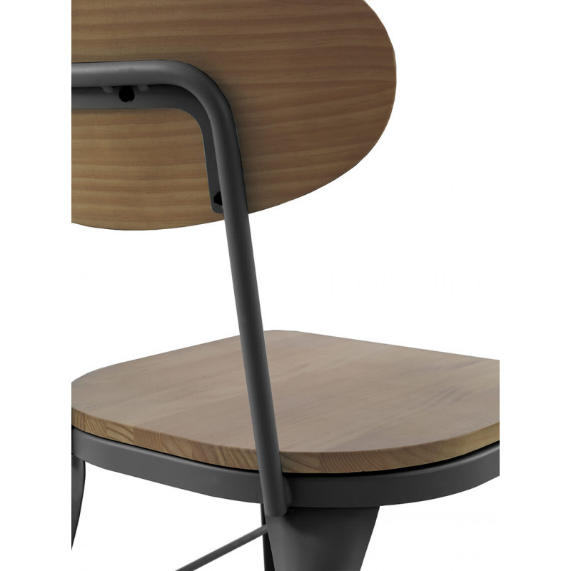 CHAISE AUSTIN INDUSTRIELLE EN BOIS ET MÉTAL