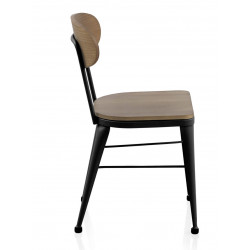 CHAISE AUSTIN INDUSTRIELLE EN BOIS ET MÉTAL