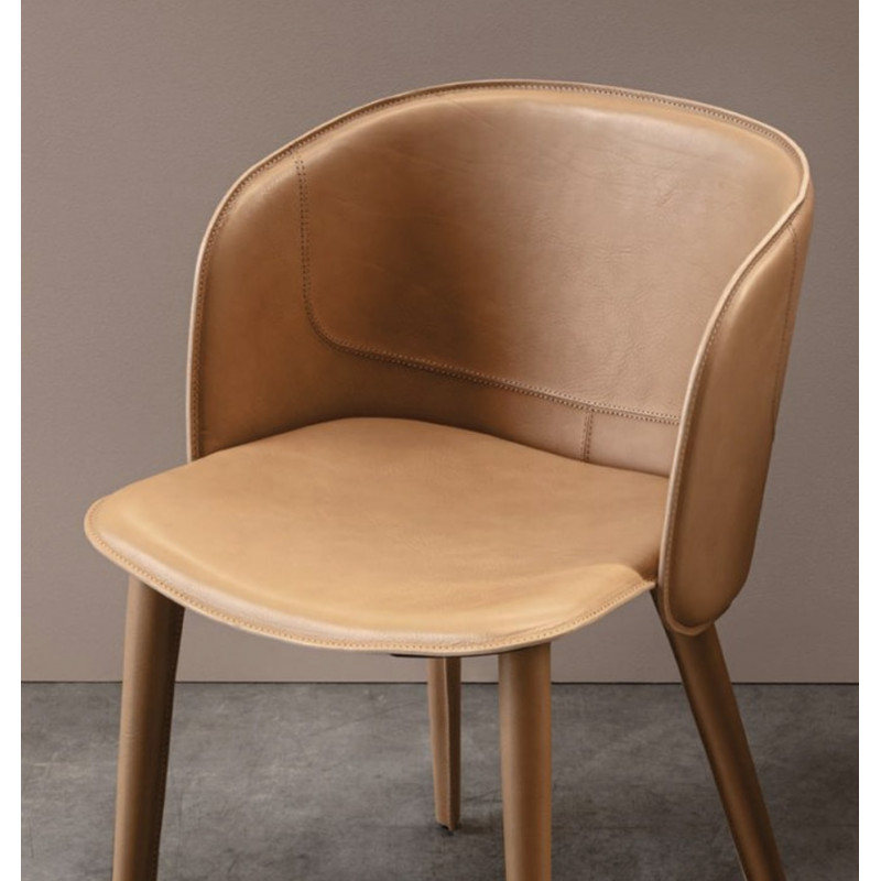 FAUTEUIL ROND EN CUIR ITALIEN CONTEMPORAIN BELT