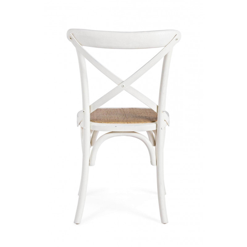 CHAISE BISTROT EN BOIS ET ROTIN CROSS