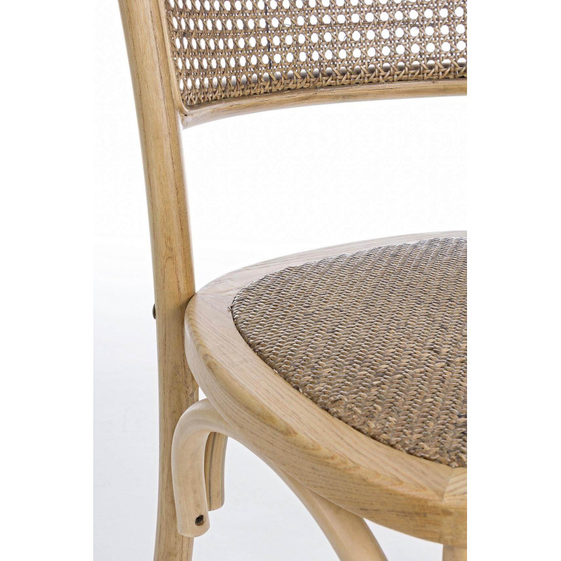 CHAISE BISTROT EN BOIS ET ROTIN DOS CANNÉ CARREL