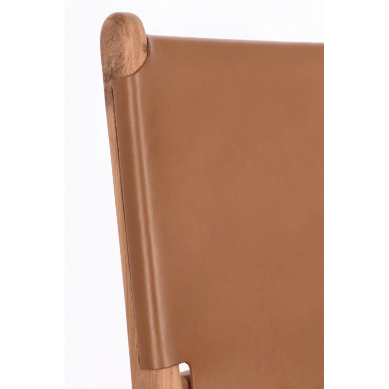 CHAISE CONTEMPORAINE EN TECK ET CUIR EUGENIE