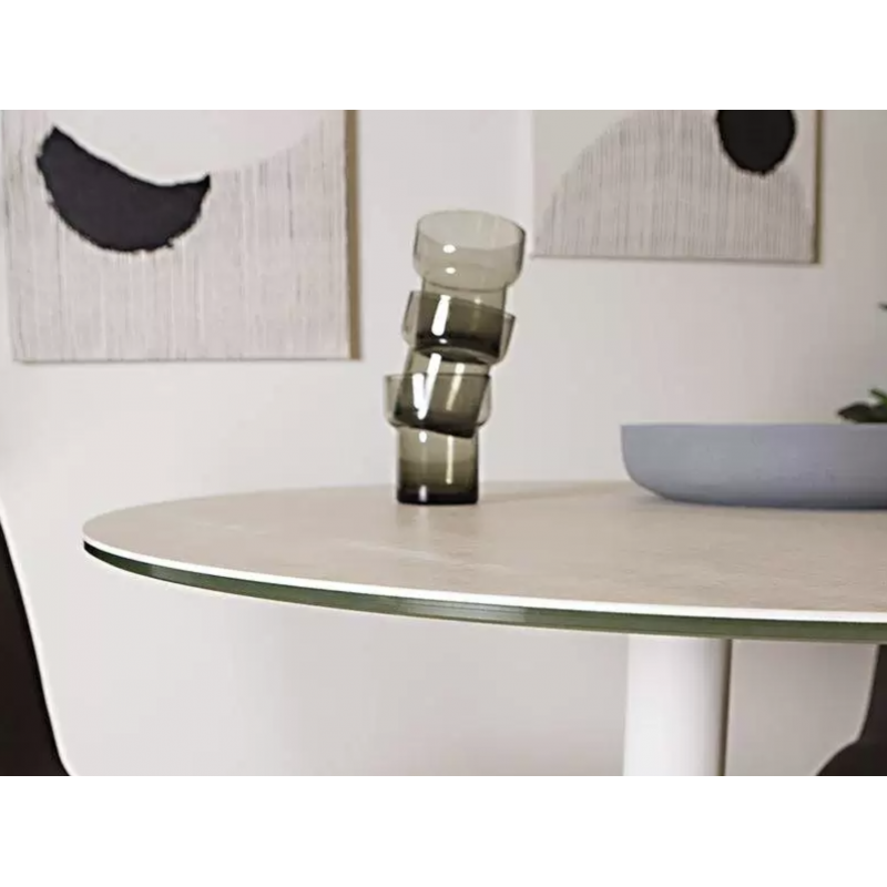 PETITE TABLE RONDE EN CÉRAMIQUE PIEDS CENTRAL RONDA