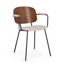 CHAISE AVEC ACCOUDOIRS EN BOIS ET TISSU SIENNA