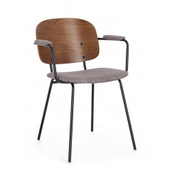 Chaise Avec Accoudoirs en Bois et Tissu SIENNA - Le Chaisier