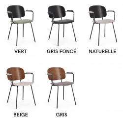 Chaise Avec Accoudoirs en Bois et Tissu SIENNA - Le Chaisier