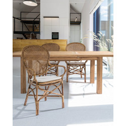 FAUTEUIL DE DÉTENTE EN ROTIN EDELINA AVEC SON COUSSIN