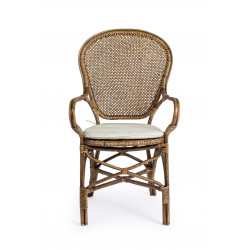 FAUTEUIL DE DÉTENTE EN ROTIN EDELINA AVEC SON COUSSIN