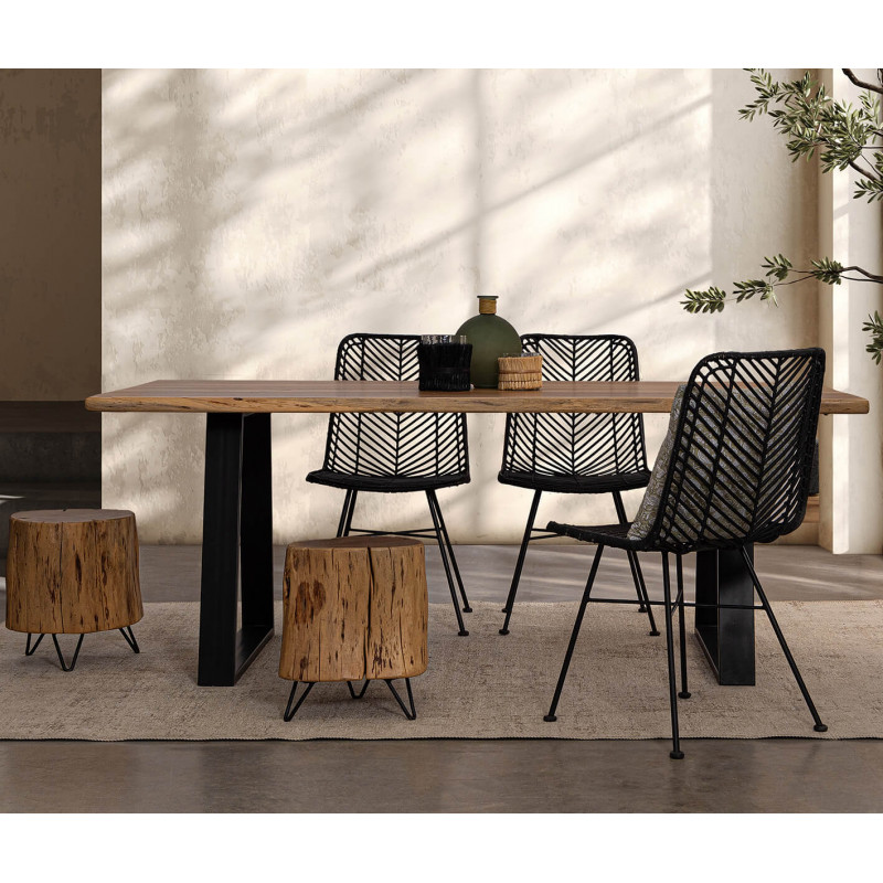 CHAISE EN ROTIN EN MÉTAL LORENA