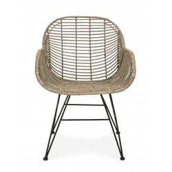 FAUTEUIL EN ROTIN ET MÉTAL RAQUEL