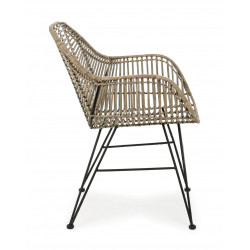 FAUTEUIL EN ROTIN ET MÉTAL RAQUEL