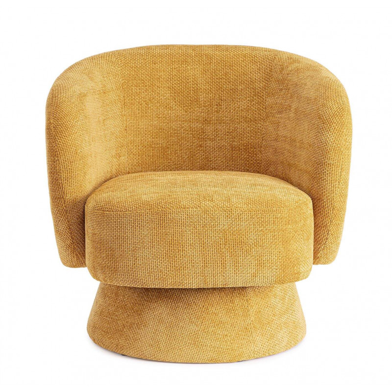 FAUTEUIL EN VELOURS PIVOTANT JULIENNE jaune