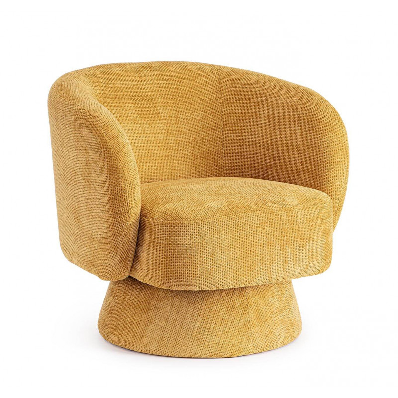 FAUTEUIL EN VELOURS PIVOTANT JULIENNE jaune