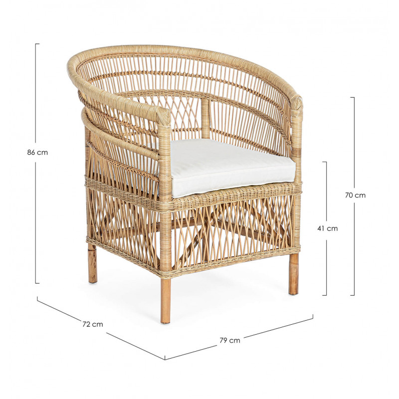 FAUTEUIL ROND EN ROTIN NATUREL JOSEFINA