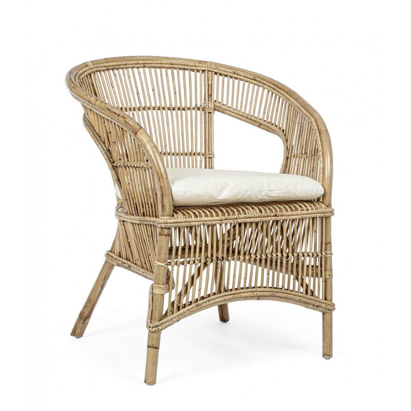 FAUTEUIL DE DÉTENTE EN ROTIN ET COUSSIN CONSUELO