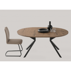 TABLE CONTEMPORAINE GIOVE RONDE OU OVALE EXTENSIBLE PIEDS CENTRAL