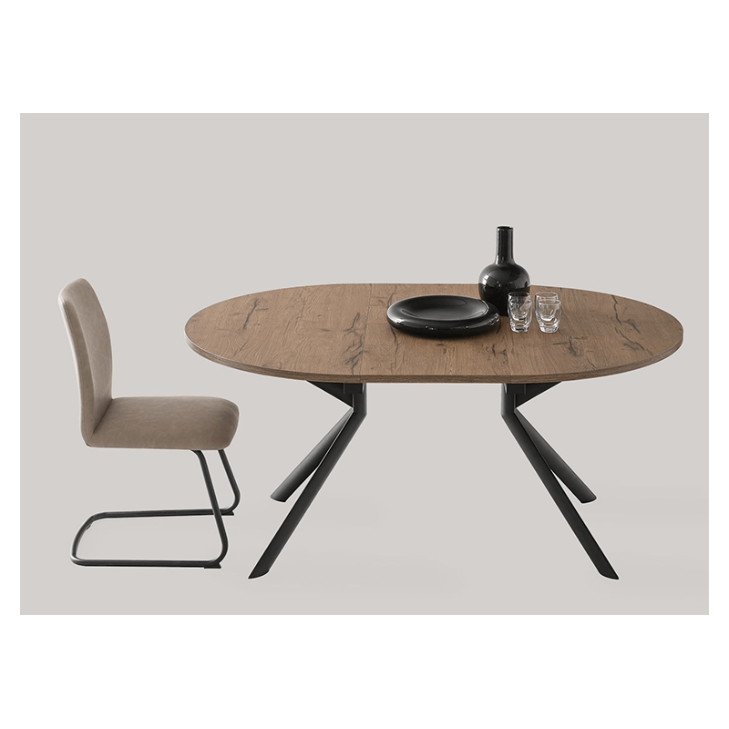 TABLE CONTEMPORAINE GIOVE RONDE OU OVALE EXTENSIBLE PIEDS CENTRAL