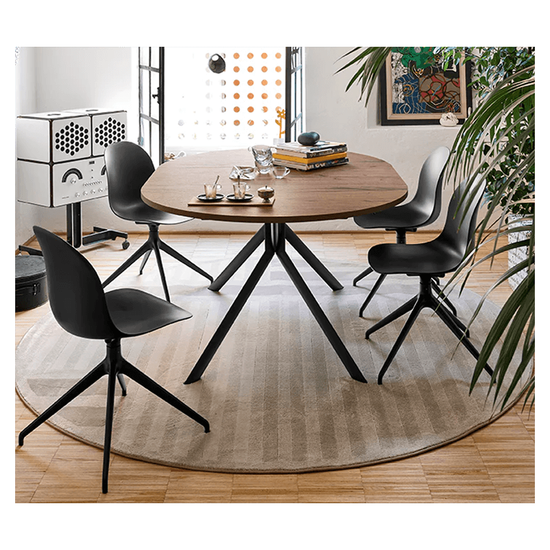 TABLE CONTEMPORAINE GIOVE RONDE OU OVALE EXTENSIBLE PIEDS CENTRAL