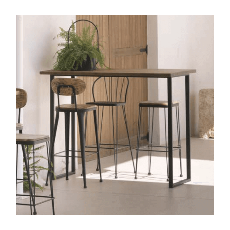 TABLE HAUTE EN BOIS ET MÉTAL SICILE