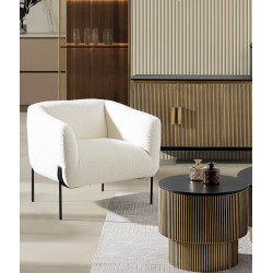 FAUTEUIL CARRÉ DE DÉTENTE EN TISSU BOUCLETTE CLAUDINE