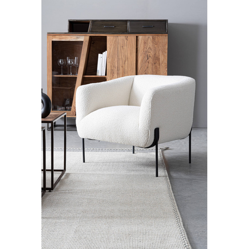 FAUTEUIL CARRÉ DE DÉTENTE EN TISSU BOUCLETTE CLAUDINE