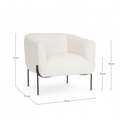 FAUTEUIL CARRÉ DE DÉTENTE EN TISSU BOUCLETTE CLAUDINE