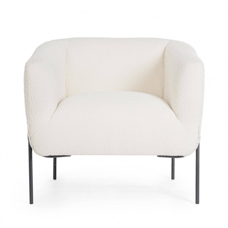 FAUTEUIL CARRÉ DE DÉTENTE EN TISSU BOUCLETTE CLAUDINE