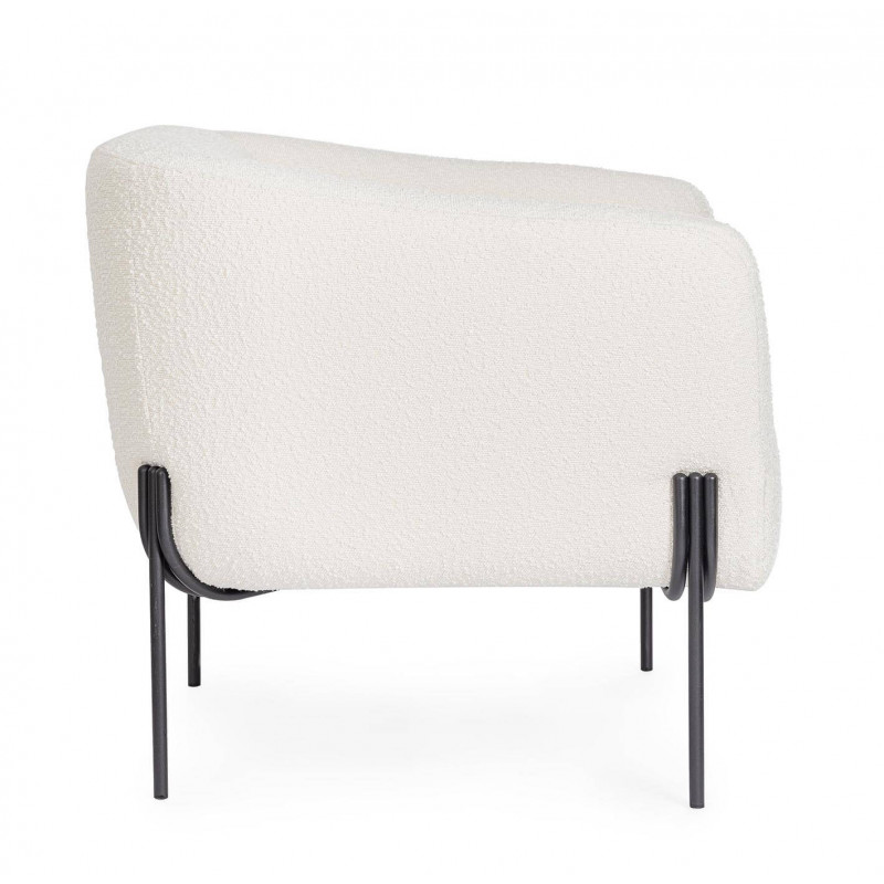 FAUTEUIL CARRÉ DE DÉTENTE EN TISSU BOUCLETTE CLAUDINE