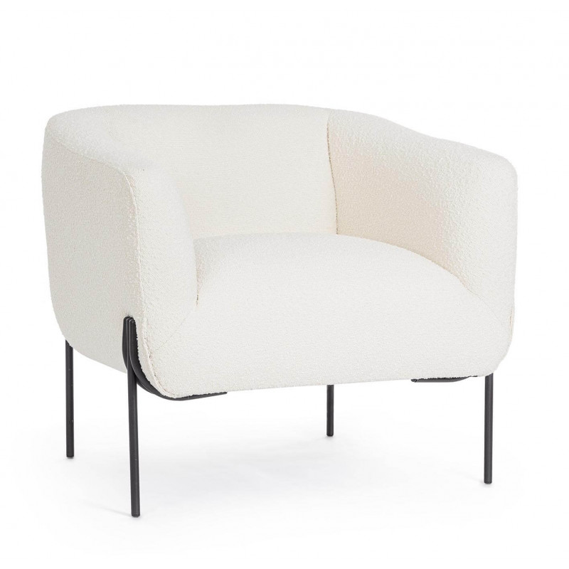 FAUTEUIL CARRÉ DE DÉTENTE EN TISSU BOUCLETTE CLAUDINE