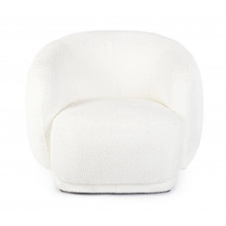 FAUTEUIL ROND COCOONING EN TISSU BLANC TECLA