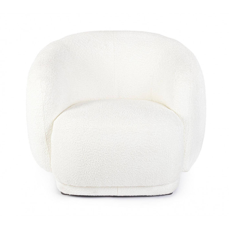 FAUTEUIL ROND COCOONING EN TISSU BLANC TECLA