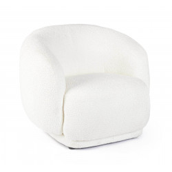 FAUTEUIL ROND COCOONING EN TISSU BLANC TECLA