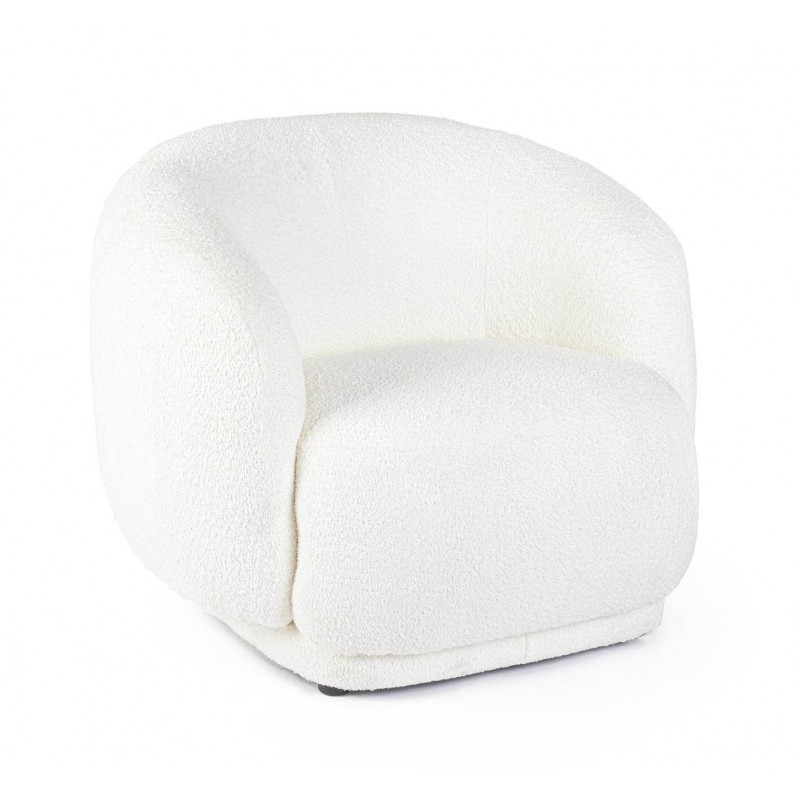 FAUTEUIL ROND COCOONING EN TISSU BLANC TECLA