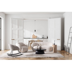 FAUTEUIL ROND COCOONING EN TISSU BLANC TECLA