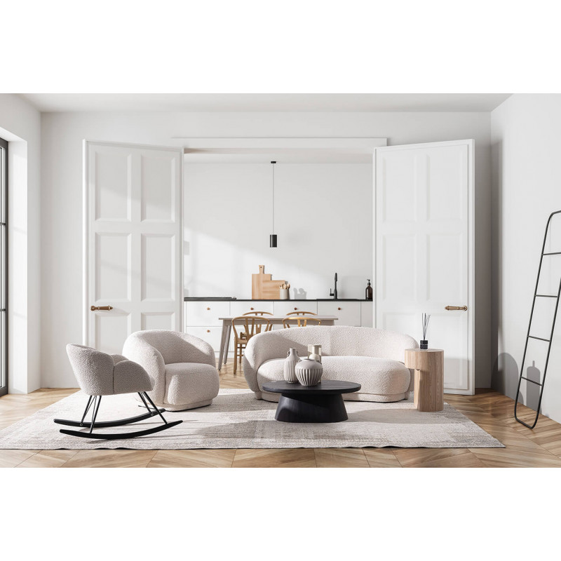 FAUTEUIL ROND COCOONING EN TISSU BLANC TECLA