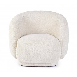 FAUTEUIL ROND COCOONING EN TISSU BLANC TECLA