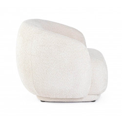 FAUTEUIL ROND COCOONING EN TISSU BLANC TECLA