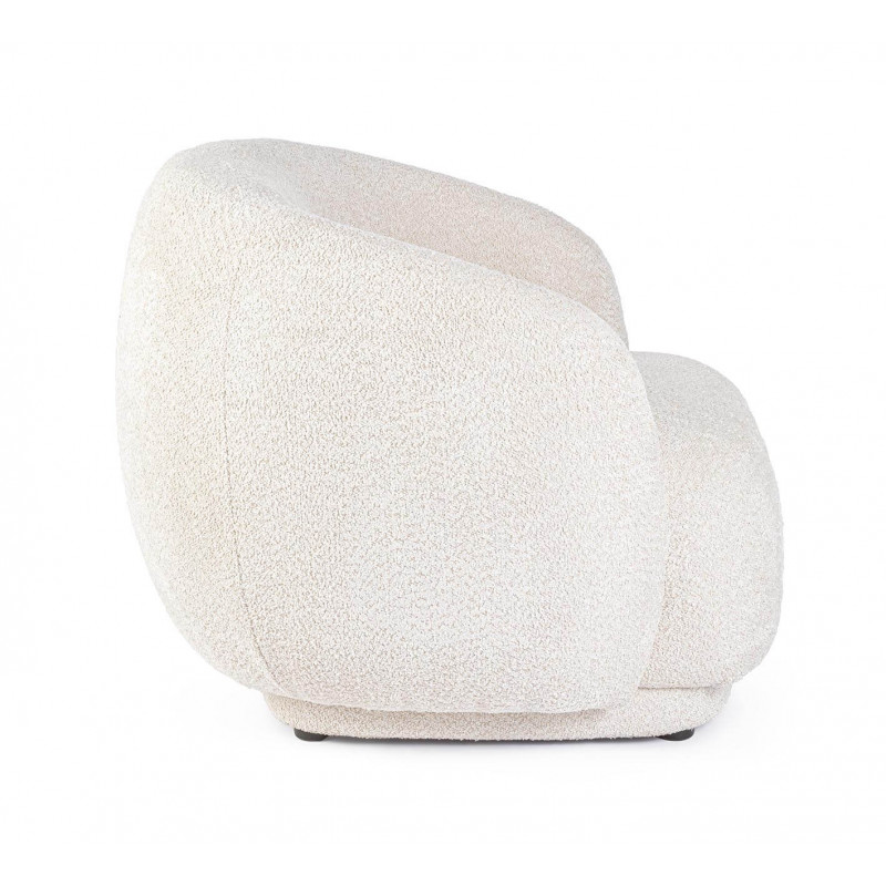 FAUTEUIL ROND COCOONING EN TISSU BLANC TECLA