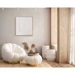 FAUTEUIL RETRO ROND EN TISSU COCOONING FLOREL