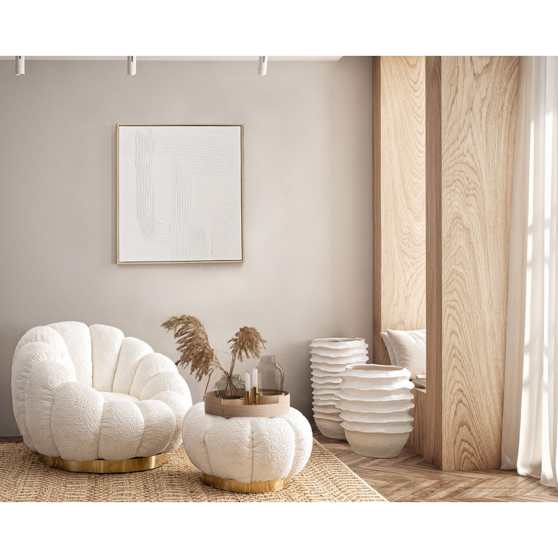 FAUTEUIL RETRO ROND EN TISSU COCOONING FLOREL