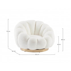FAUTEUIL RETRO ROND EN TISSU COCOONING FLOREL