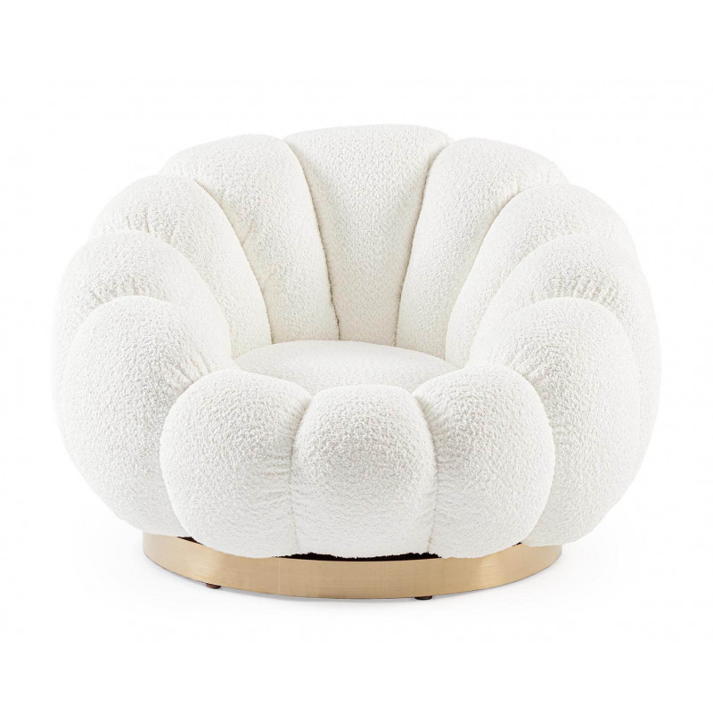 FAUTEUIL RETRO ROND EN TISSU COCOONING FLOREL