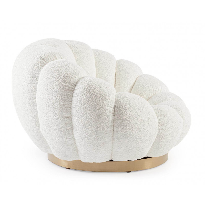 FAUTEUIL RETRO ROND EN TISSU COCOONING FLOREL