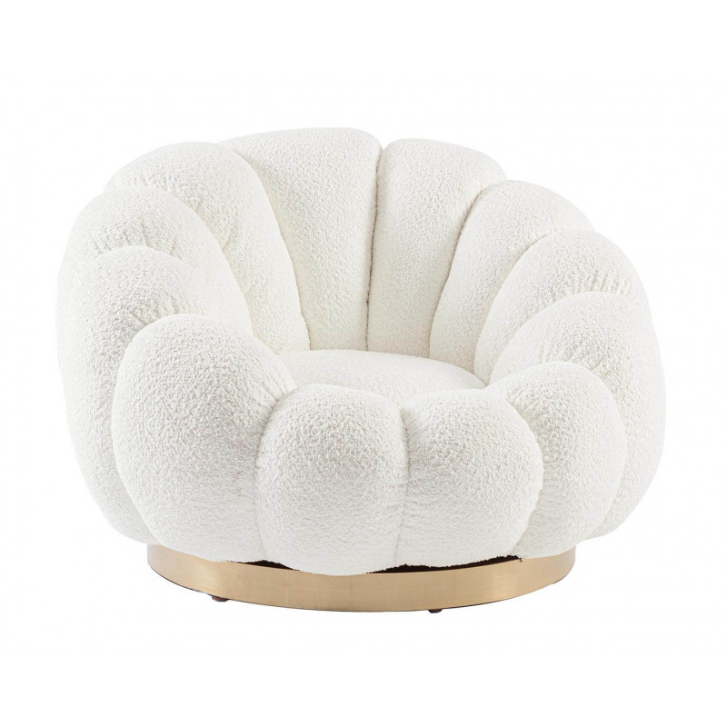 FAUTEUIL RETRO ROND EN TISSU COCOONING FLOREL