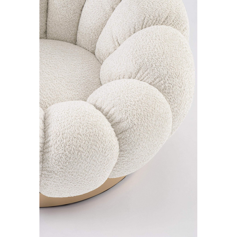 FAUTEUIL RETRO ROND EN TISSU COCOONING FLOREL