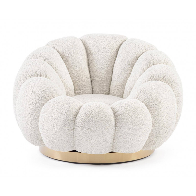 FAUTEUIL RETRO ROND EN TISSU COCOONING FLOREL