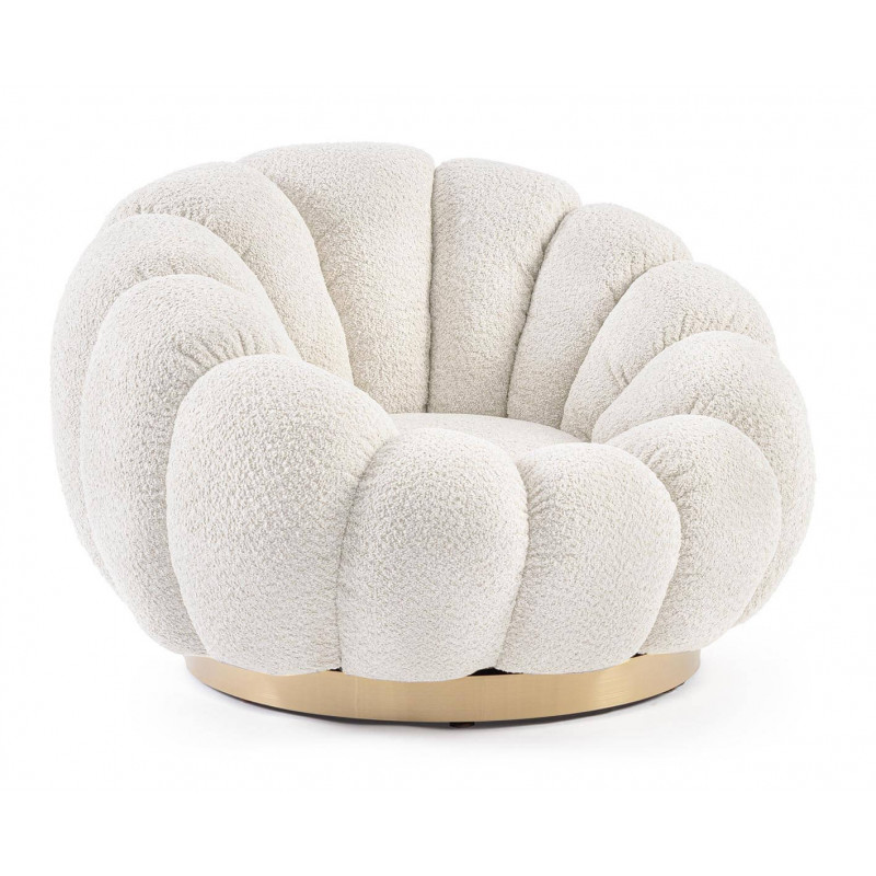 FAUTEUIL RETRO ROND EN TISSU COCOONING FLOREL