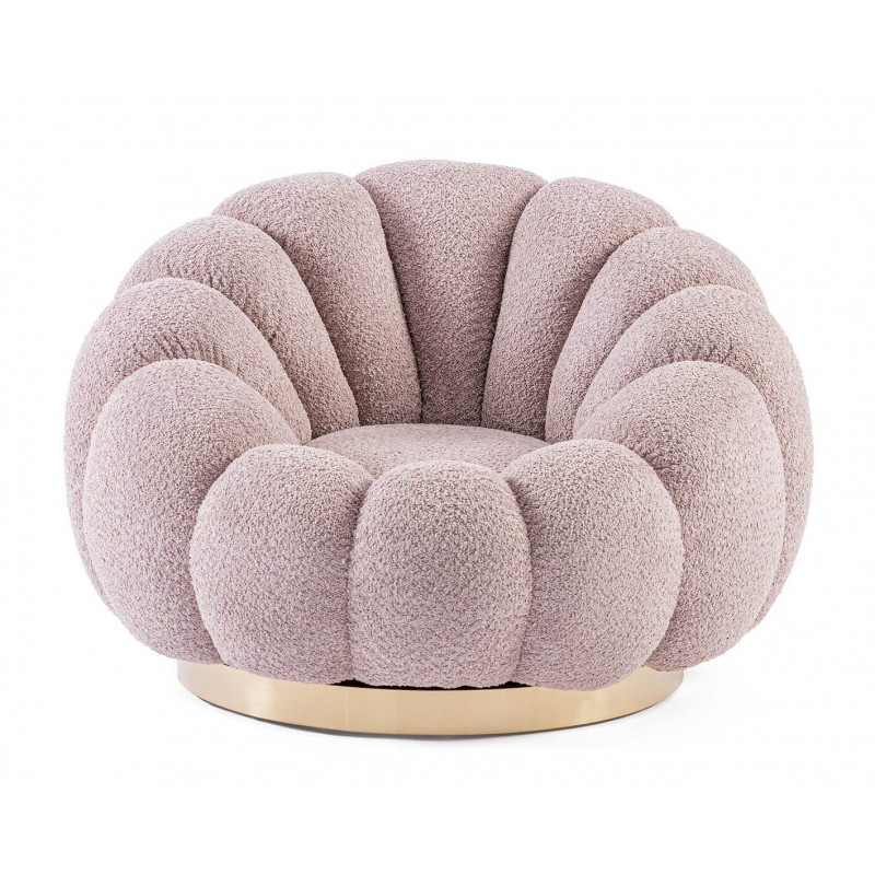 FAUTEUIL RETRO ROND EN TISSU COCOONING FLOREL