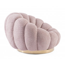FAUTEUIL RETRO ROND EN TISSU COCOONING FLOREL